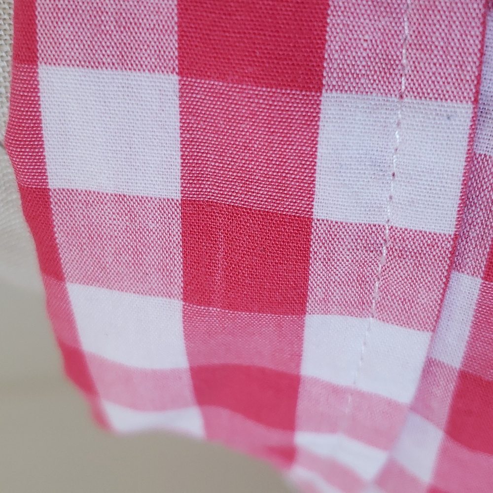 Vintage Red Pink Gingham Plaid Button Down Shirt S Cotton Long Sleeve Top - Picture 11 of 13